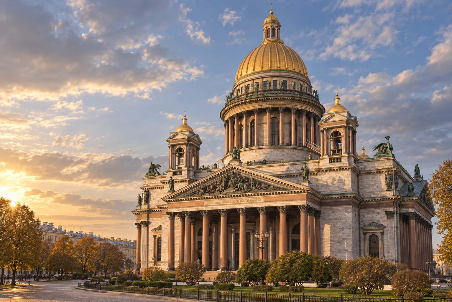 Исаакиевский собор в лучах вечернего солнца